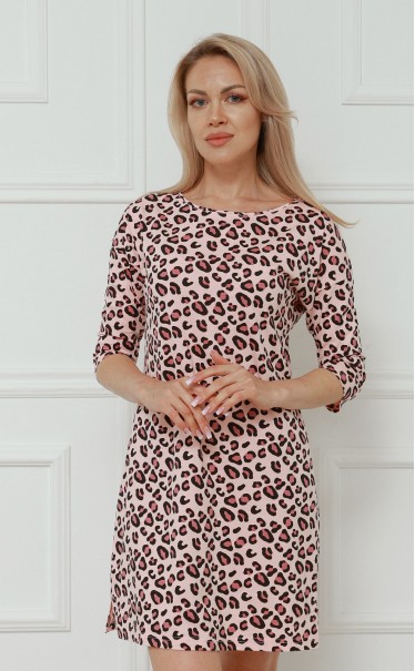 Ночная сорочка "Леопард розовый с чёрным"