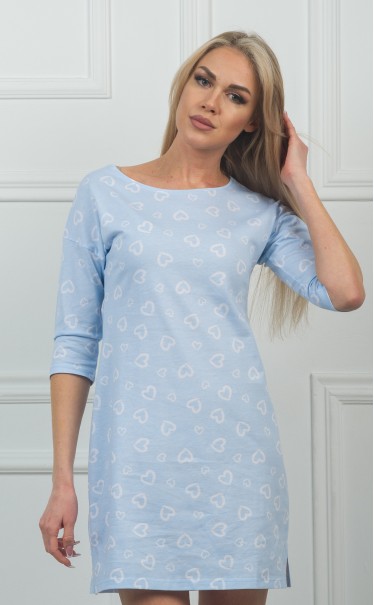 Ночная сорочка "Сердечки на голубом"