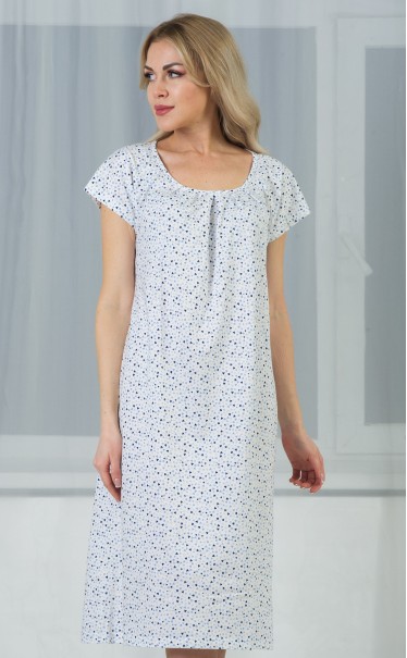 Ночная сорочка "Сердечки в синеву на белом"