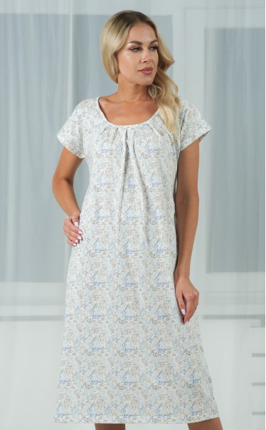 Ночная сорочка "Ветки на белом с голубым"