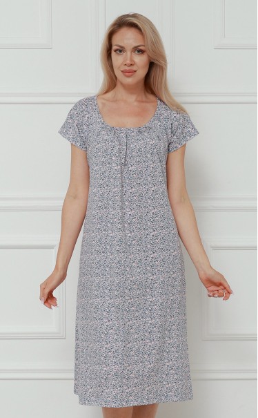 Ночная сорочка "Мелкие синие и розовые цветочки фоном"