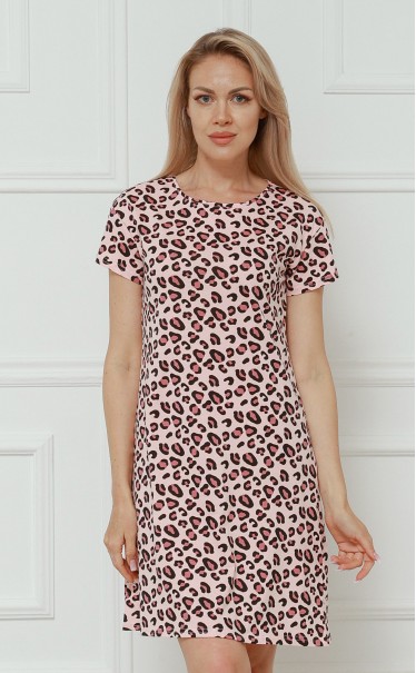 Ночная сорочка "Леопард розовый с чёрным"