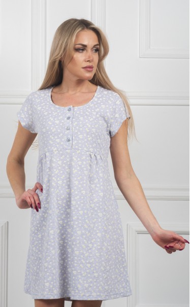 Ночная сорочка "Ромашки на сером меланже"