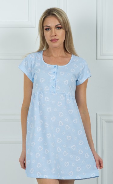 Ночная сорочка "Сердечки на голубом"