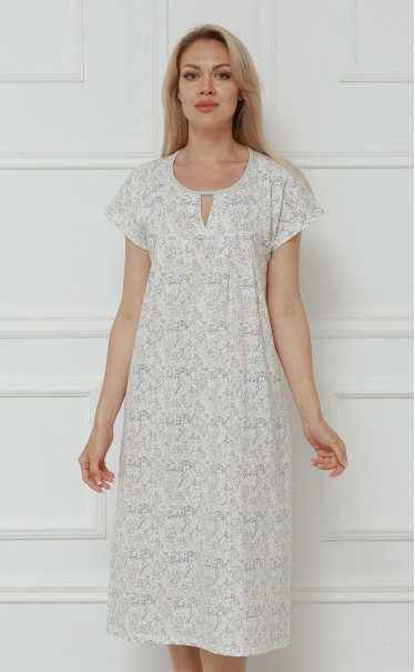 Ночная сорочка "Ветки на белом с голубым"