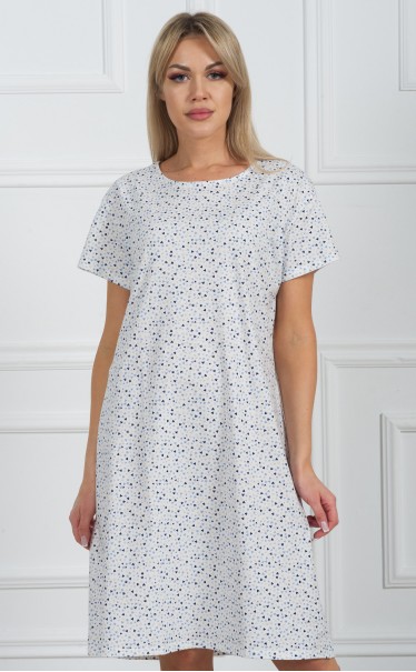 Ночная сорочка "Сердечки в синеву на белом"