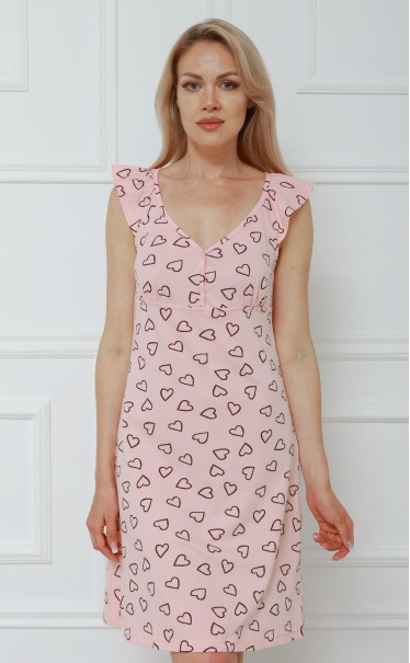 Ночная сорочка "Шоколадные сердца на розовом"