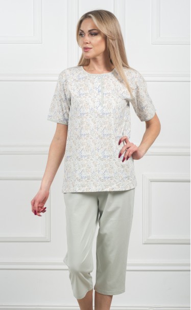 Комплект футболка с бриджами "Ветки на белом с голубым"