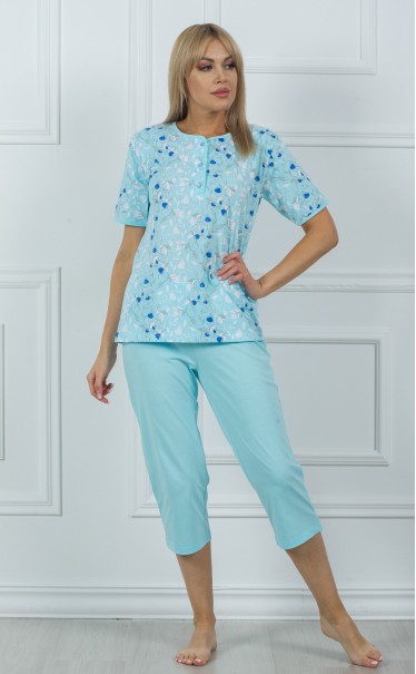 Комплект футболка с бриджами "Синие тюльпаны на голубом"