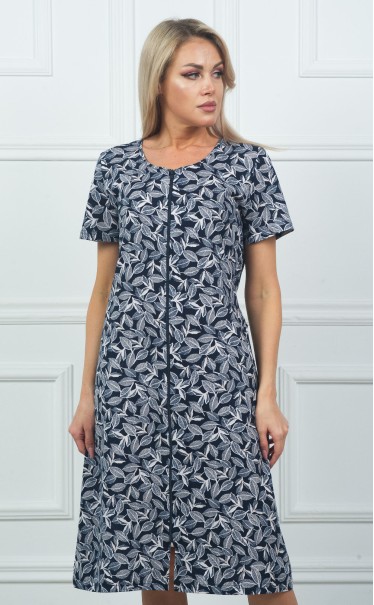 Халат "Белые листья на черном"