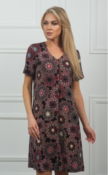 Халат "гранатовые броши на черном"