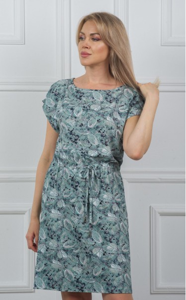 Туника "Листья серебристые на геометрии"