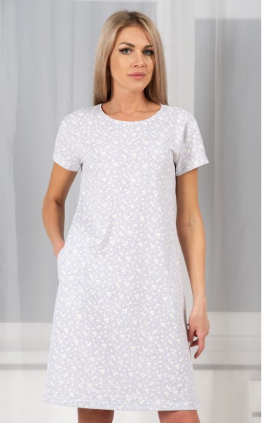 Платье "Ромашки на сером меланже"