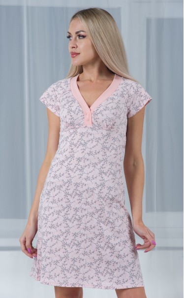 Платье "Веточки на розовом и белые спиральки"