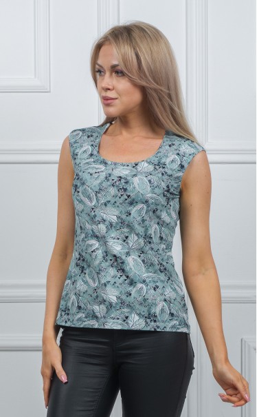 Футболка "Листья серебристые на геометрии"