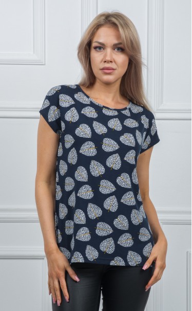 Футболка "Листья большие на черном"